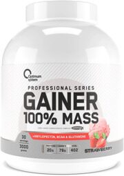 Клубника (Strawberry) - Гейнер Optimum System 100% Mass Gainer - 3000 грамм, 30 порций