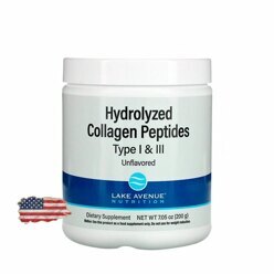Коллаген гидролизованный Lake Avenue Nutrition Hydrolyzed Collagen Peptides Type 1-3 - 200 грамм, 20 порций