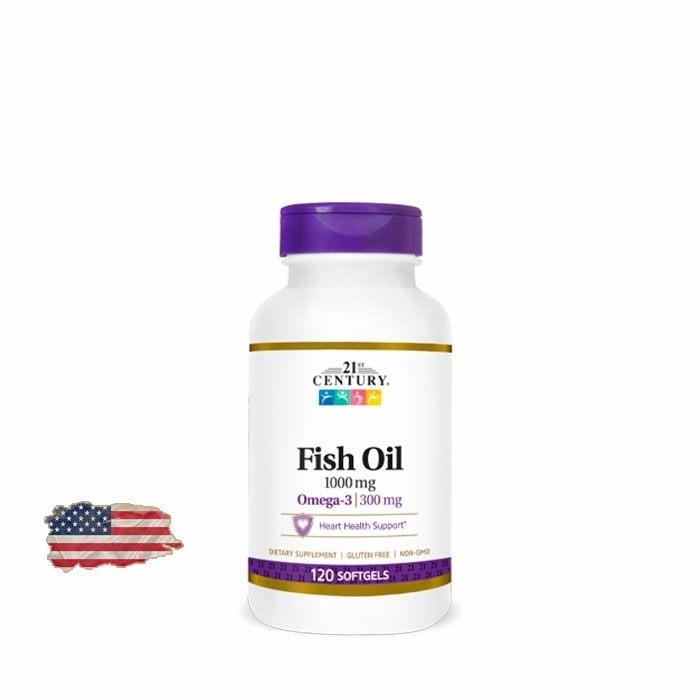 Омега-3 21ST CENTURY® Fish Oil 1000 мг - 120 капсул, 120 порций