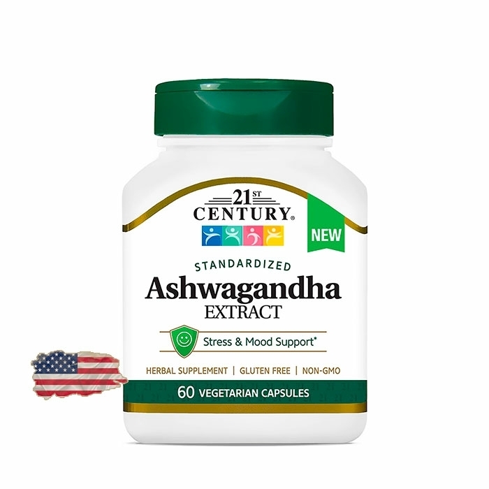 Ашваганда экстракт 21ST CENTURY® Ashwagandha 500 мг - 60 капсул, 60 порций
