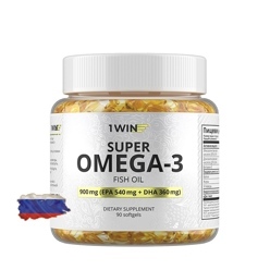 Рыбий жир Омега-3 1WIN Super Omega-3 Fish Oil 900 мг – 90 капсул, 30 порций