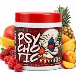 Предтренировочный комплекс Insane Labz Psychotic – 219 грамм, 35 порций, вкус Фруктовый пунш (Fruit punch)